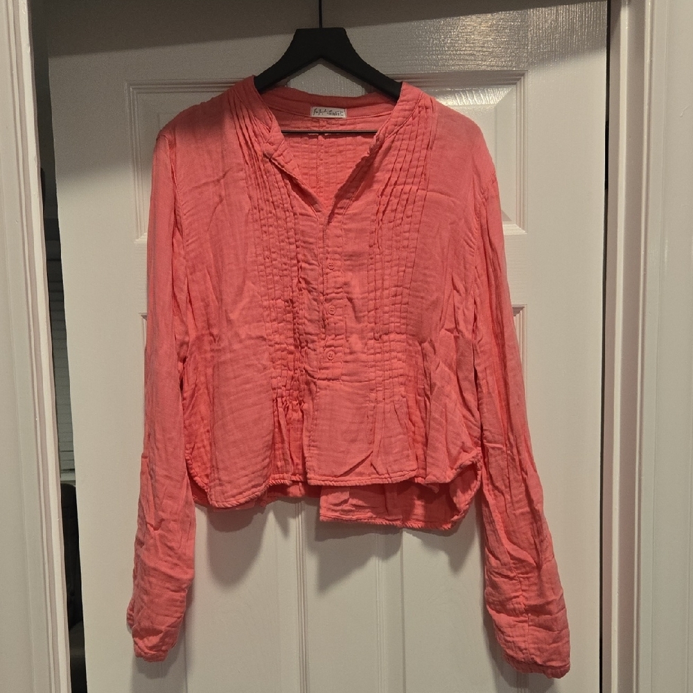 Free People Pink Textured Blouse